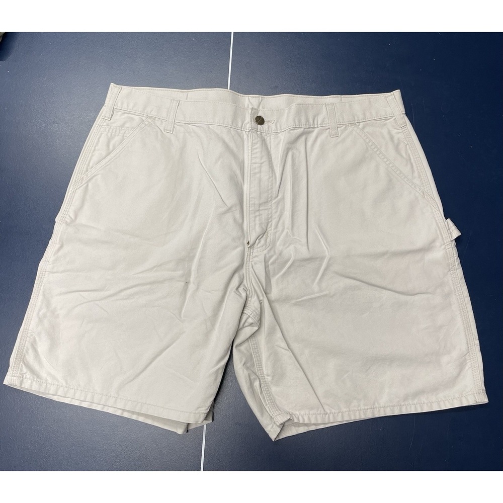 Carhartt B144PUT Shorts Men's 40 Beige Cargo Pockets Carpenter Loop Work